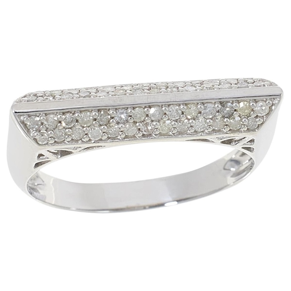 Rarities Sterling Silver 3/8ctw Diamond Pavé Beveled Band‎ Ring - 854-811
